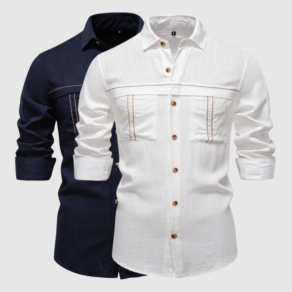 François Blanchet Horizon Linen Shirt Ash & Harbor