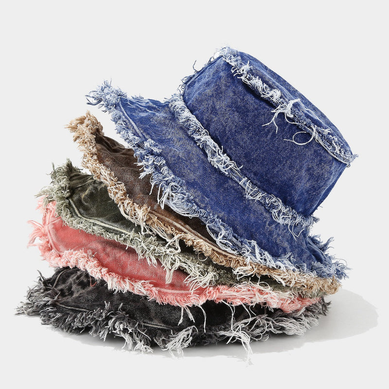 Frayed Denim Bucket Hat Cole Hampton