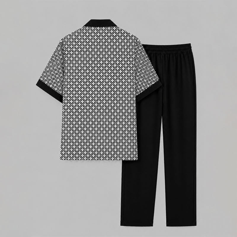 Fred - Men's Geometric Print Shirt & Drawstring Pants Set Cole Hampton