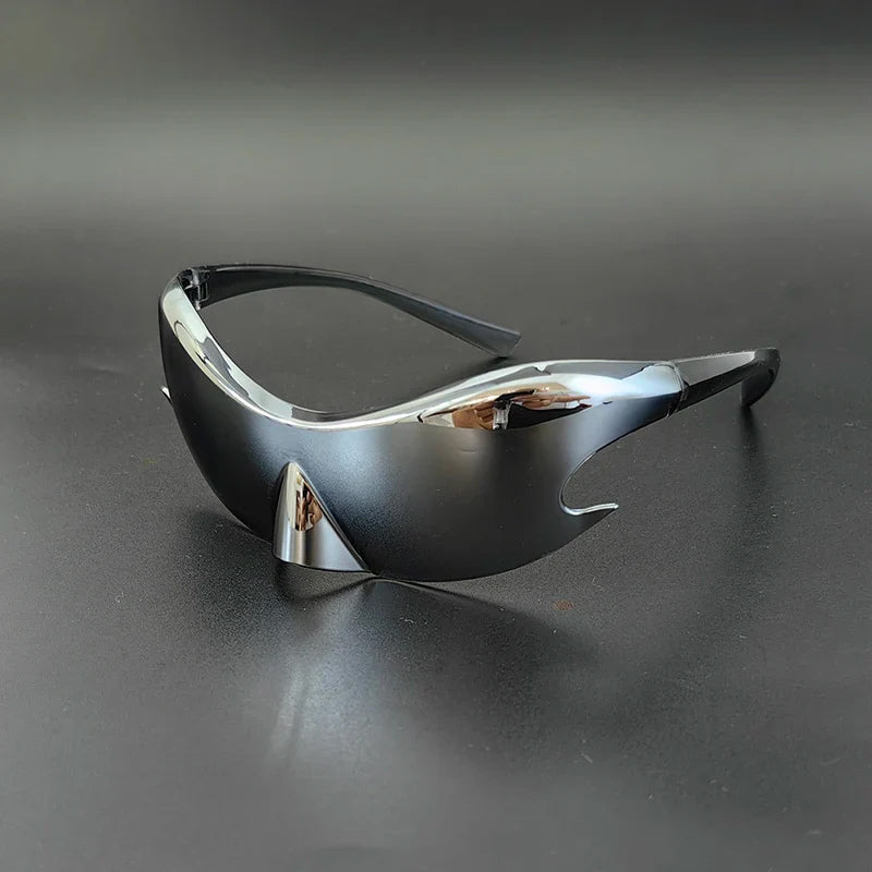 Futuristic Shield Sunglasses with Reflective Finish Cole Hampton