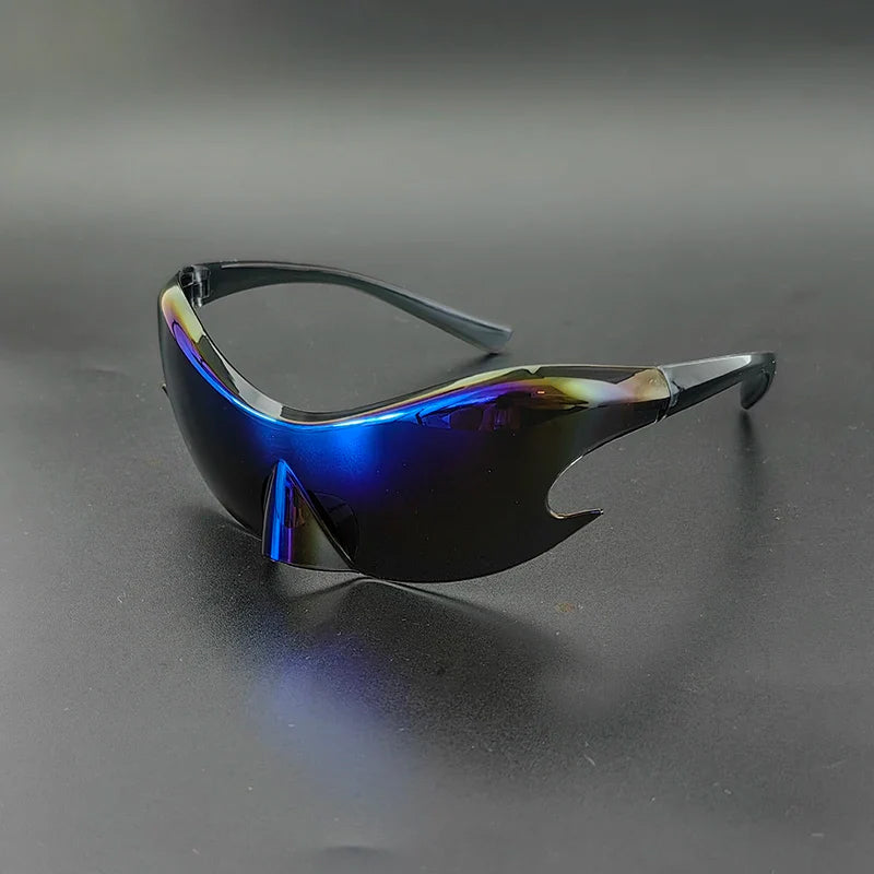 Futuristic Shield Sunglasses with Reflective Finish Cole Hampton