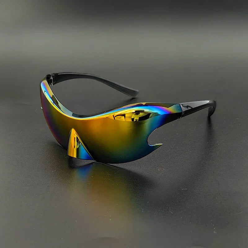 Futuristic Shield Sunglasses with Reflective Finish Cole Hampton