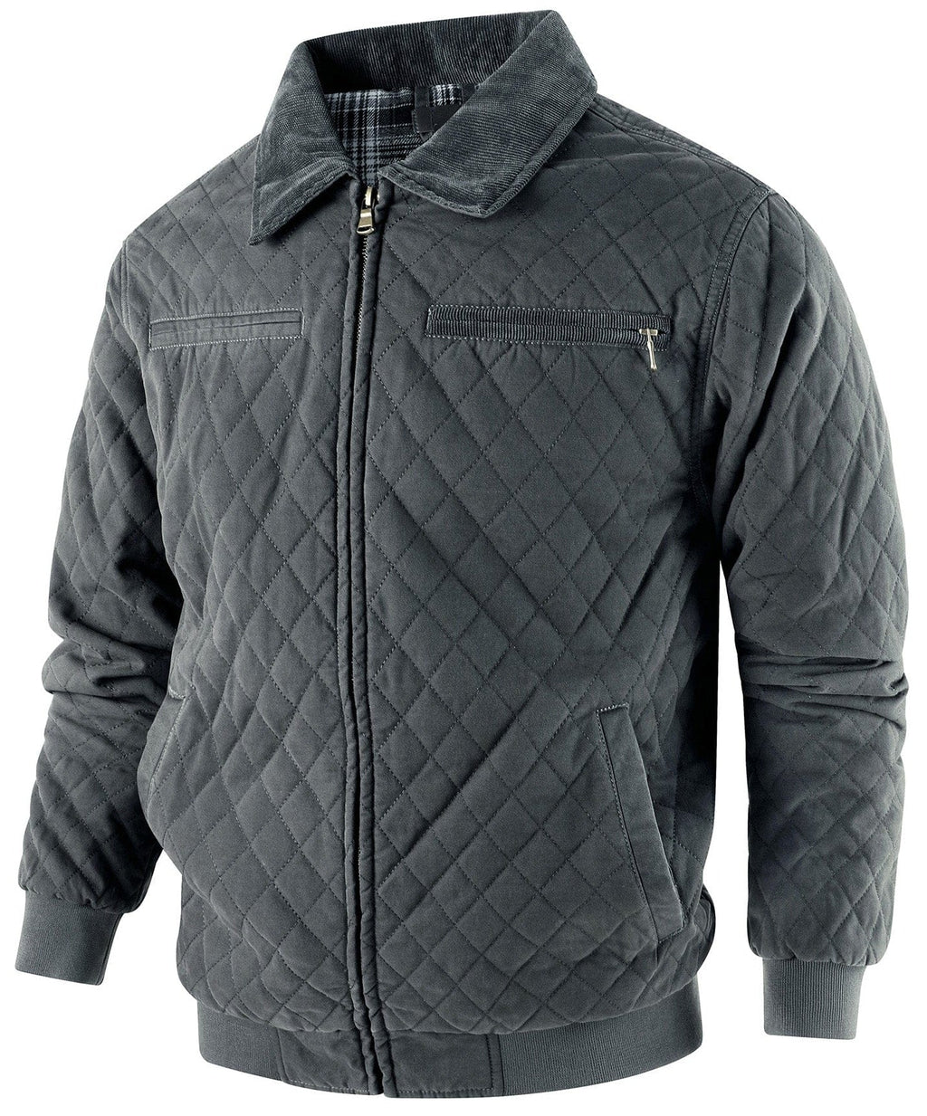 Diamond Quilt Jacket – Men's Quilted Bomber Jacket – Corduroy Collar Cole Hampton
