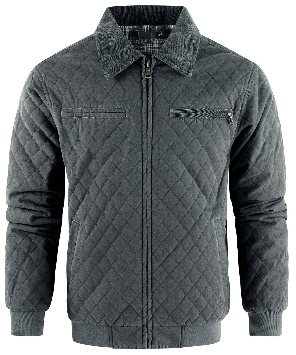 Diamond Quilt Jacket – Men's Quilted Bomber Jacket – Corduroy Collar Cole Hampton