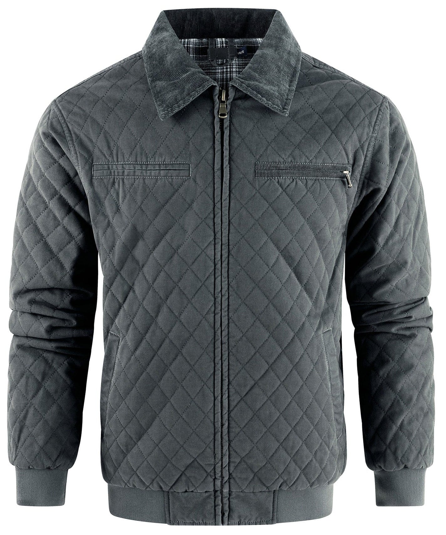 Diamond Quilt Jacket – Men's Quilted Bomber Jacket – Corduroy Collar Cole Hampton
