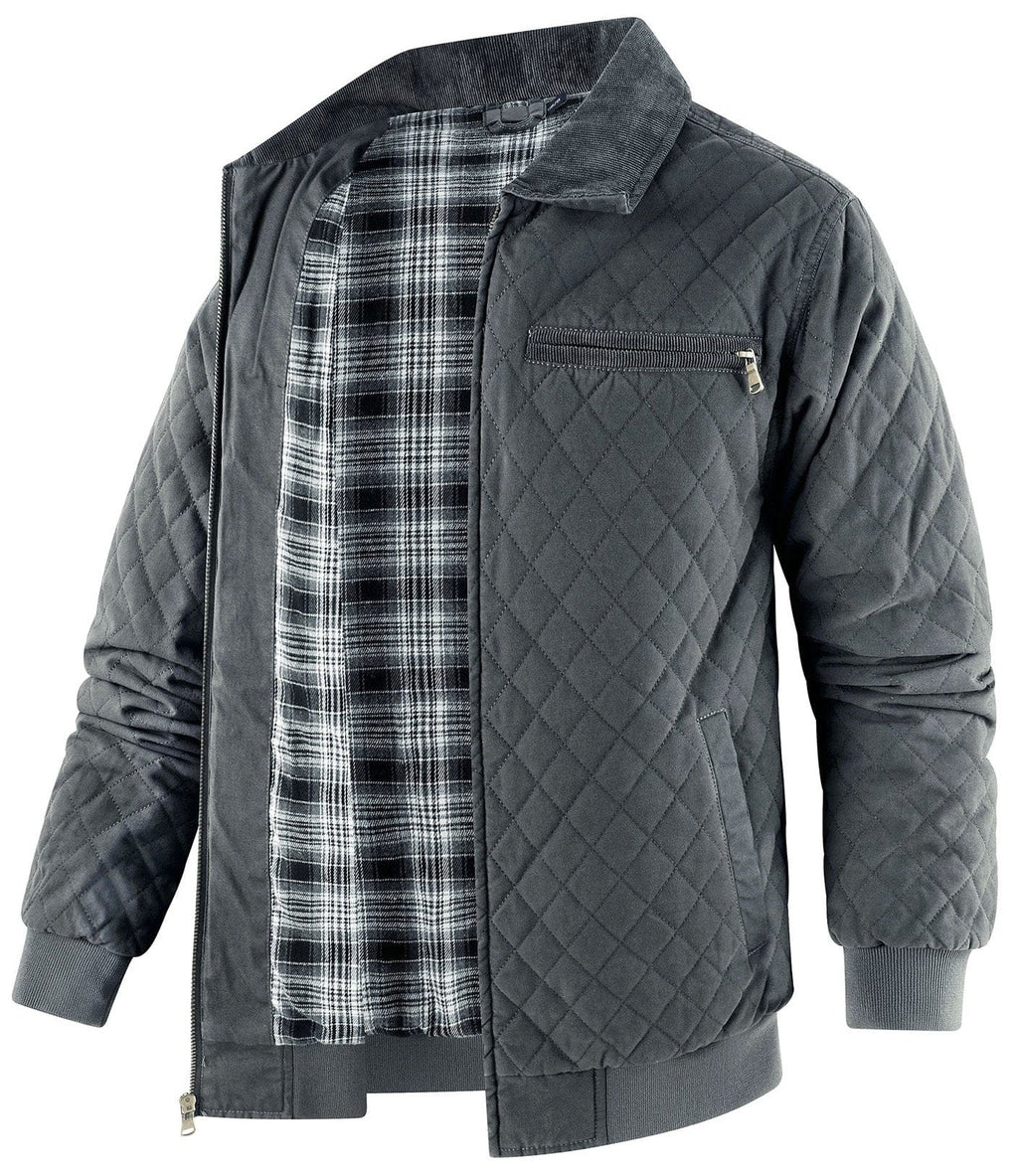 Diamond Quilt Jacket – Men's Quilted Bomber Jacket – Corduroy Collar Cole Hampton