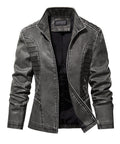 Luna Edge Jacket – Women's Faux Leather Moto Jacket – Quilted Washed Black Cole Hampton