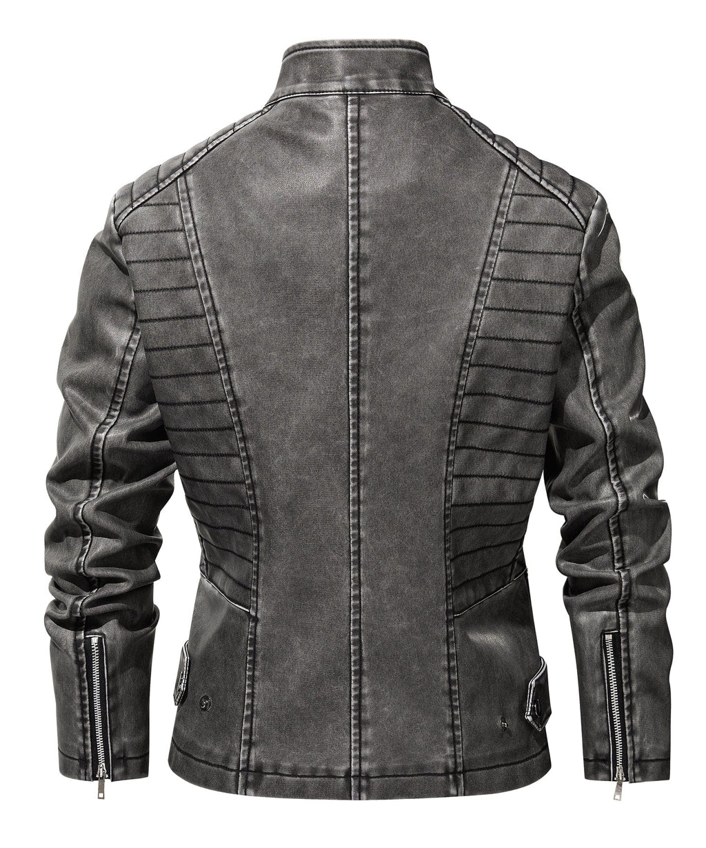 Luna Edge Jacket – Women's Faux Leather Moto Jacket – Quilted Washed Black Cole Hampton