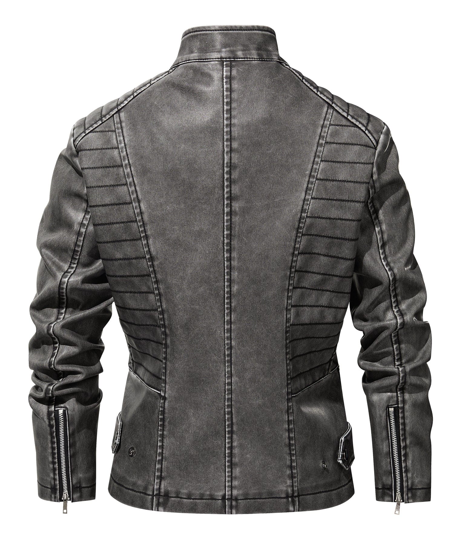 Luna Edge Jacket – Women's Faux Leather Moto Jacket – Quilted Washed Black Cole Hampton