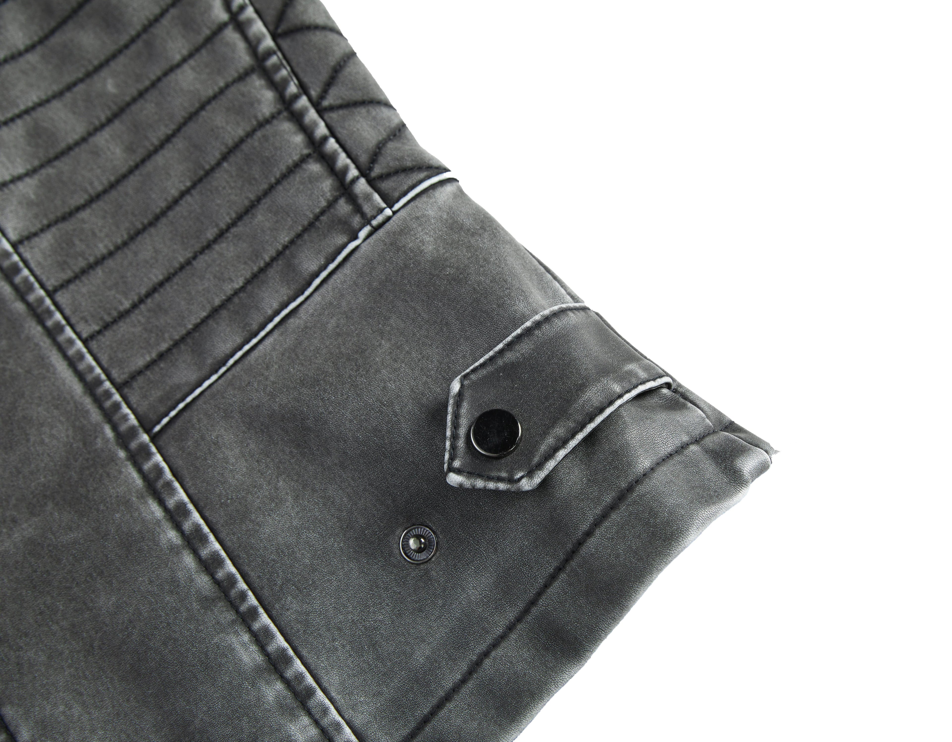 Luna Edge Jacket – Women's Faux Leather Moto Jacket – Quilted Washed Black Cole Hampton