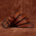 Genuine Leather Belt with Rounded Metal Buckle Cole Hampton