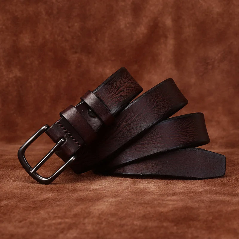 Genuine Leather Belt with Rounded Metal Buckle Cole Hampton