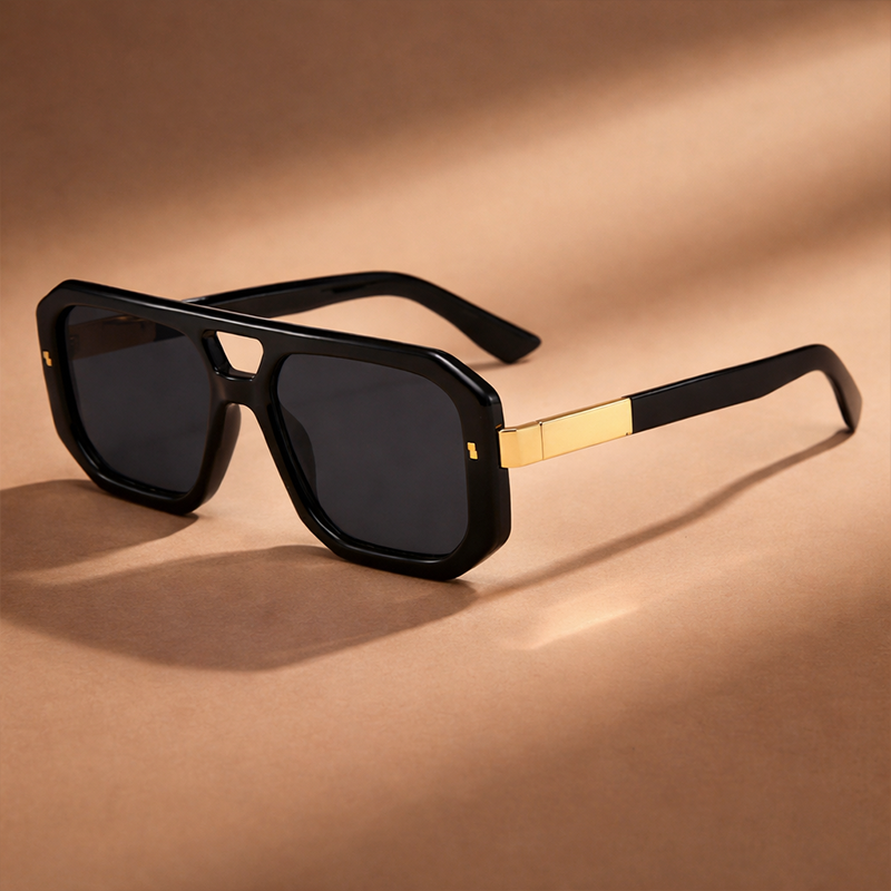 Geometric Frame Sunglasses with Double Bridge Cole Hampton