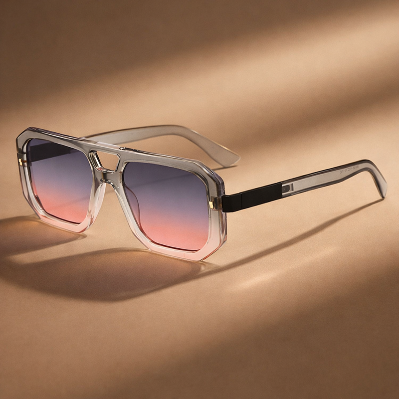 Geometric Frame Sunglasses with Double Bridge Cole Hampton