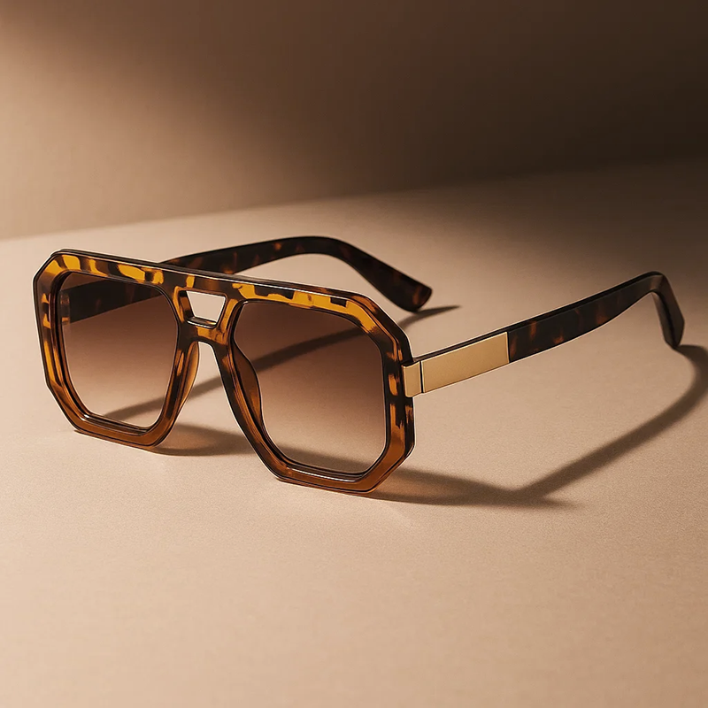 Geometric Frame Sunglasses with Double Bridge Cole Hampton