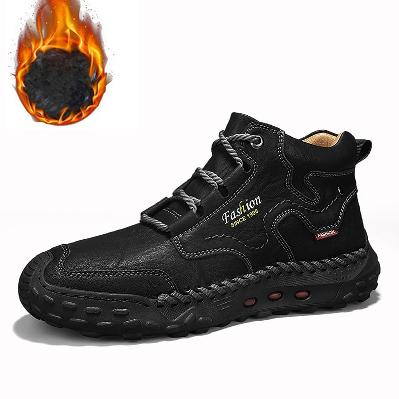 Hand-Stitched Black Ankle Boots for Men – Casual & Comfortable