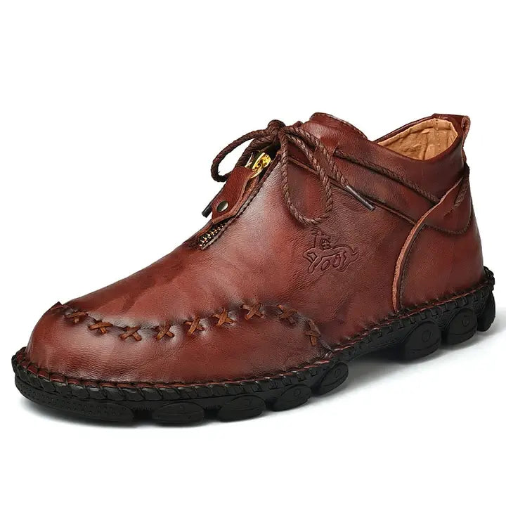 Hand-Stitched Leather Casual Boots for Men – Comfortable & Slip-Resistant