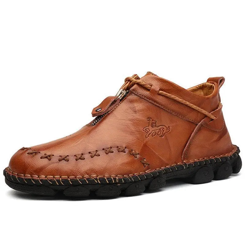 Hand-Stitched Leather Casual Boots for Men – Comfortable & Slip-Resistant