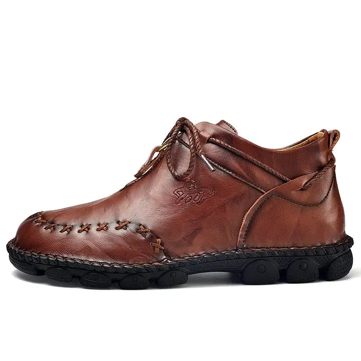 Hand-Stitched Leather Casual Boots for Men – Comfortable & Slip-Resistant