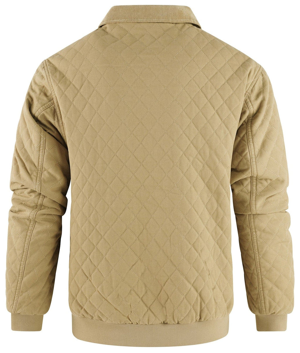 Diamond Quilt Jacket – Men's Quilted Bomber Jacket – Corduroy Collar Cole Hampton
