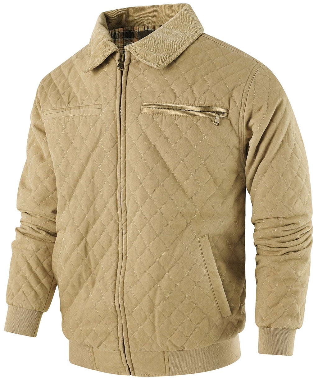 Diamond Quilt Jacket – Men's Quilted Bomber Jacket – Corduroy Collar Cole Hampton