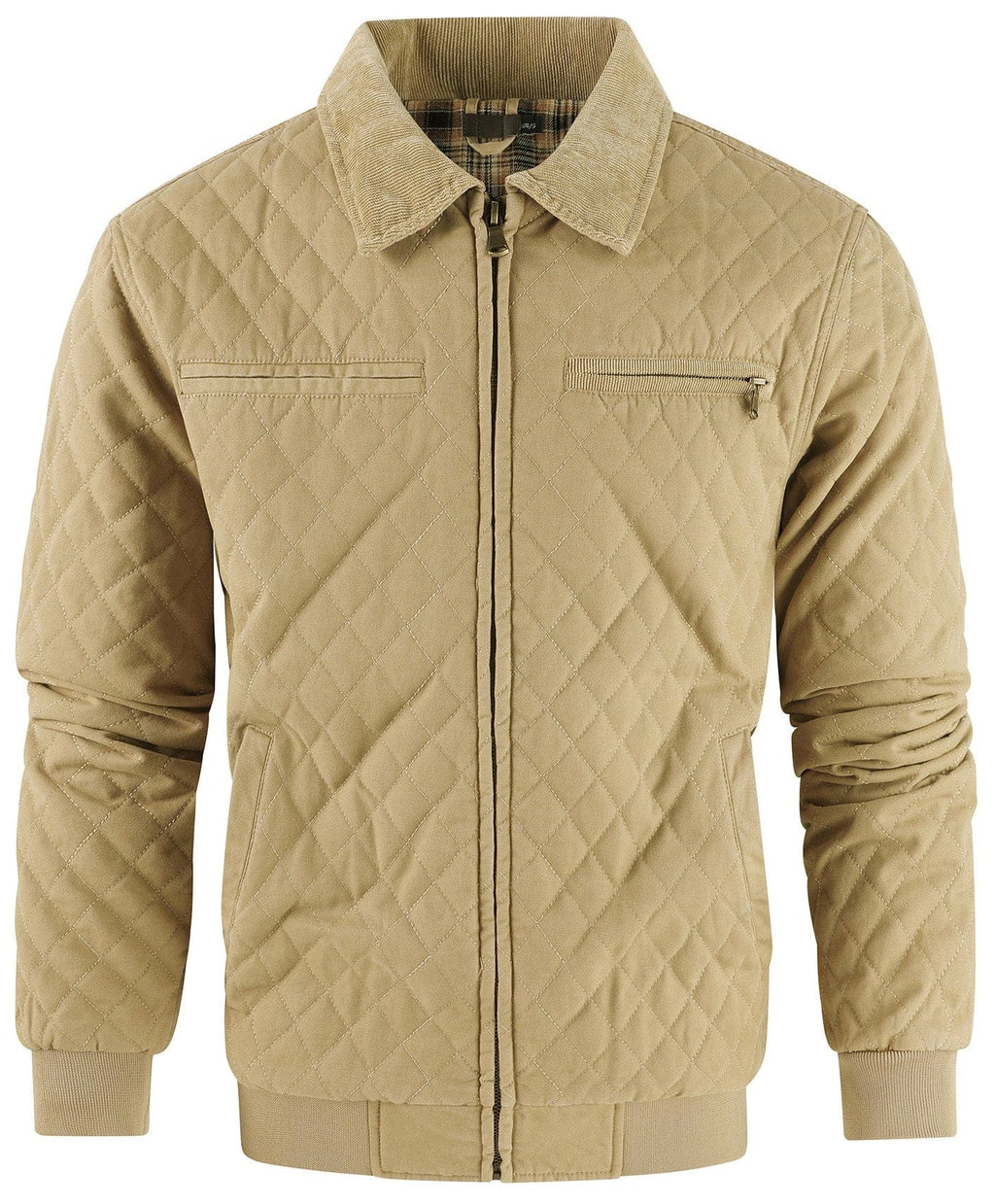 Diamond Quilt Jacket – Men's Quilted Bomber Jacket – Corduroy Collar Cole Hampton