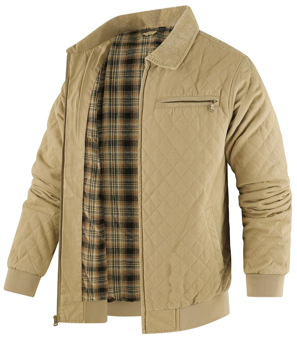 Diamond Quilt Jacket – Men's Quilted Bomber Jacket – Corduroy Collar Cole Hampton