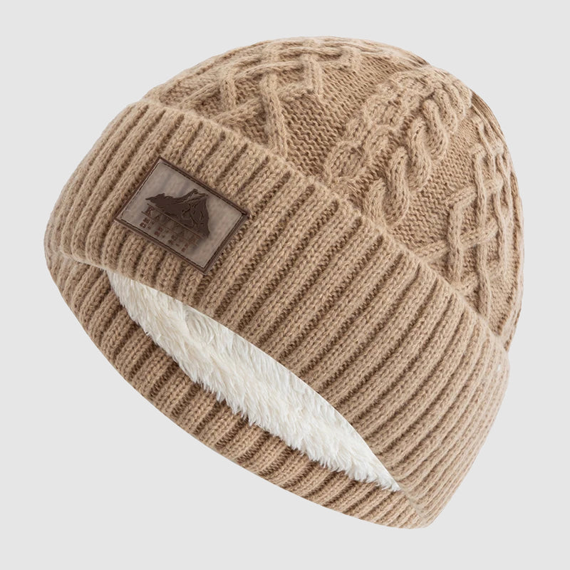 Knitted Beanie with Fold-Over Cuff and Fleece Interior Cole Hampton