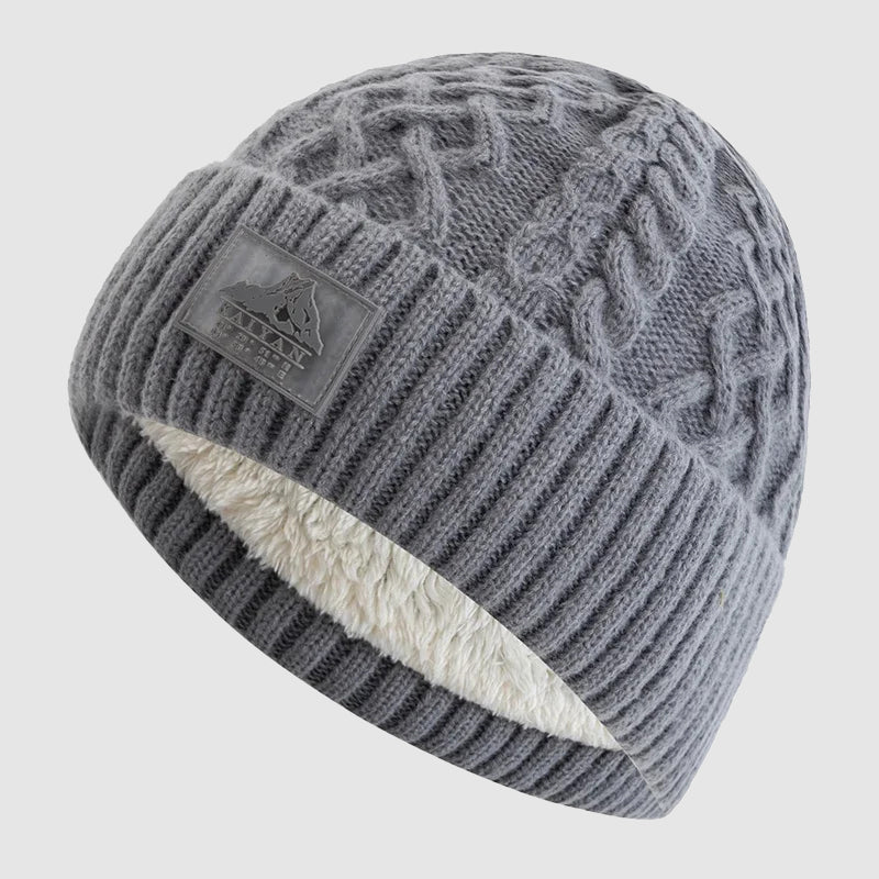 Knitted Beanie with Fold-Over Cuff and Fleece Interior Cole Hampton