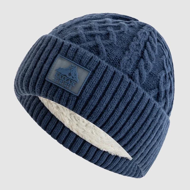 Knitted Beanie with Fold-Over Cuff and Fleece Interior Cole Hampton