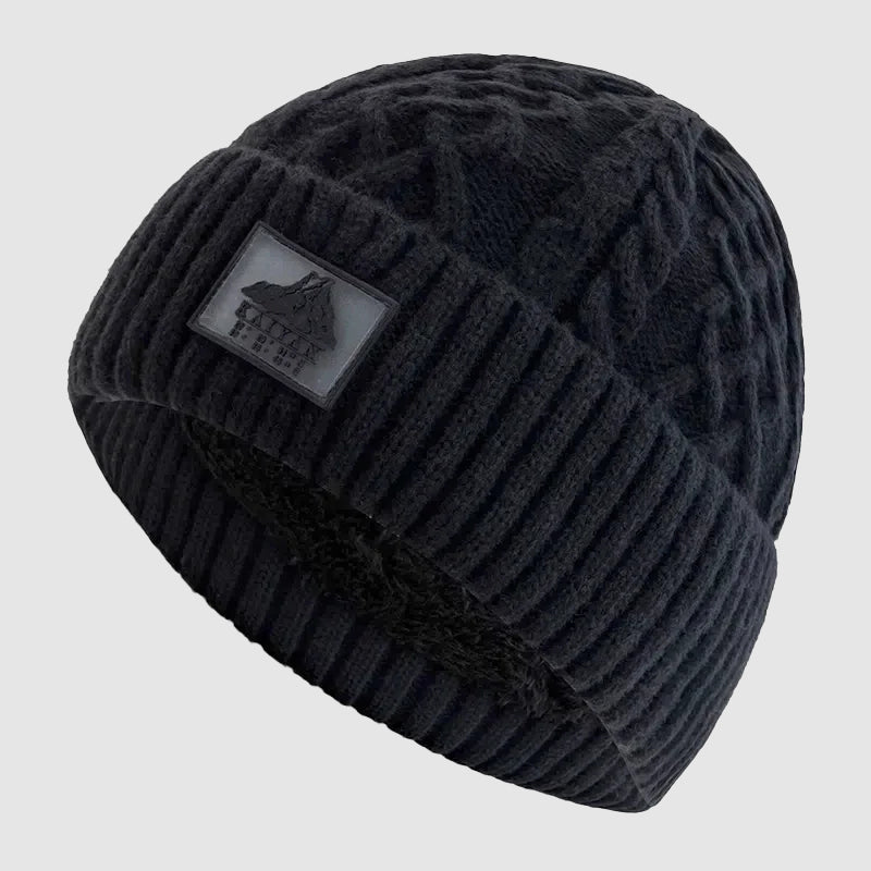 Knitted Beanie with Fold-Over Cuff and Fleece Interior Cole Hampton