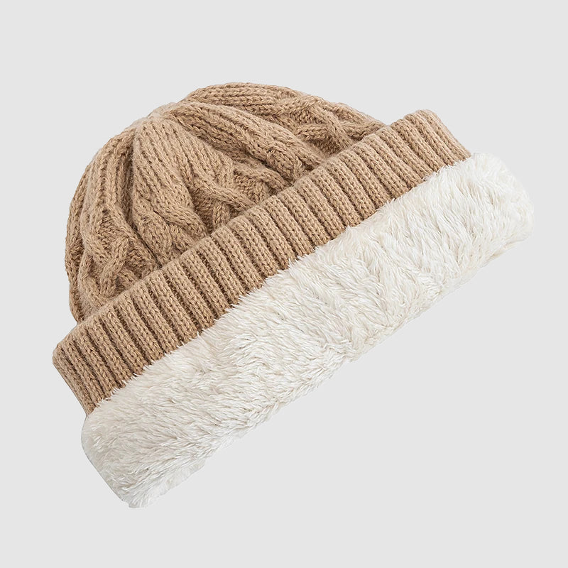 Knitted Beanie with Fold-Over Cuff and Fleece Interior Cole Hampton