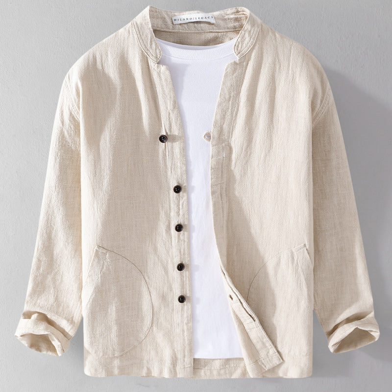 Lorenzo Vitali Breeze Linen Shirt Ash & Harbor
