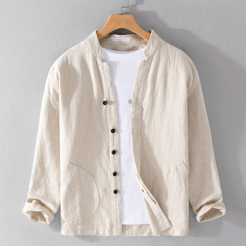 Lorenzo Vitali Breeze Linen Shirt Ash & Harbor