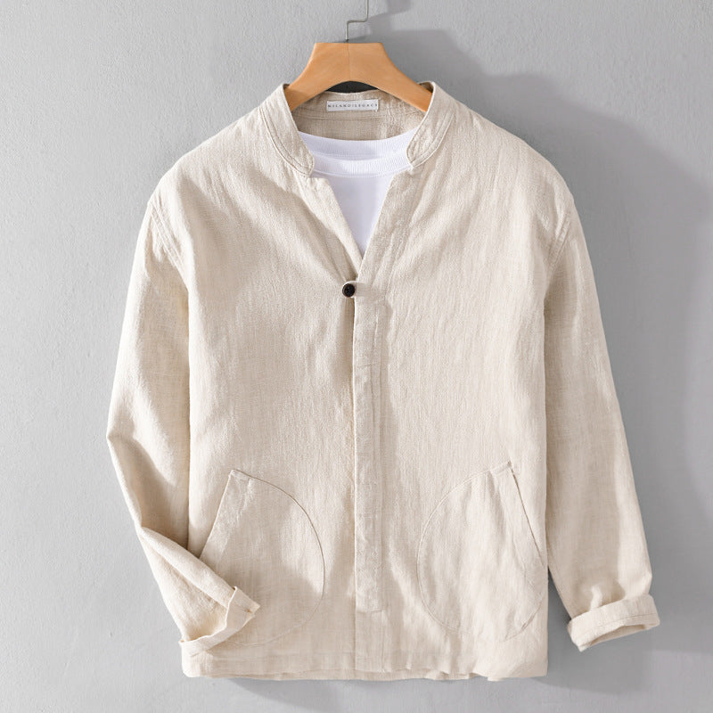 Lorenzo Vitali Breeze Linen Shirt Ash & Harbor