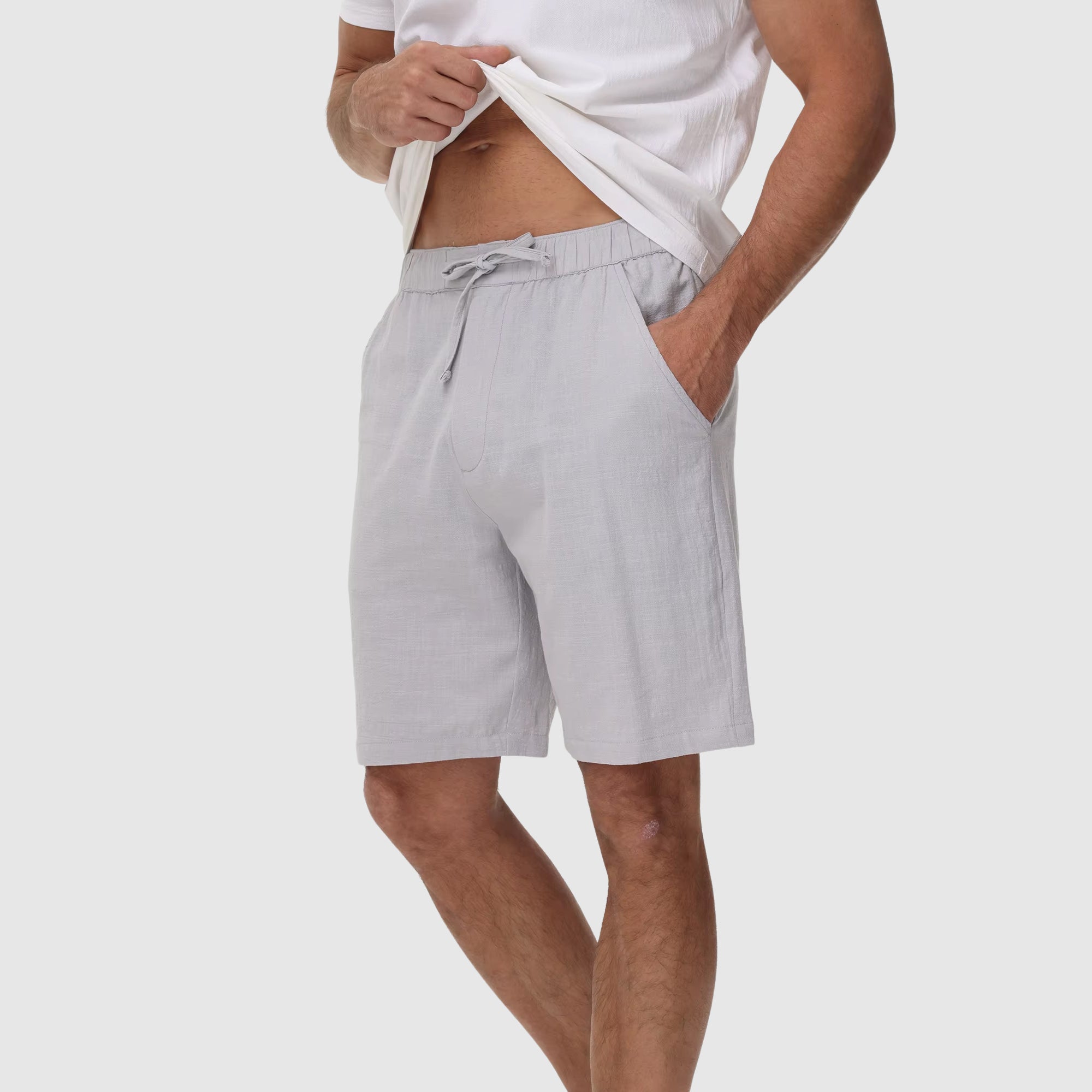 Lorenzo Vitali Cabana Linen Shorts Ash & Harbor