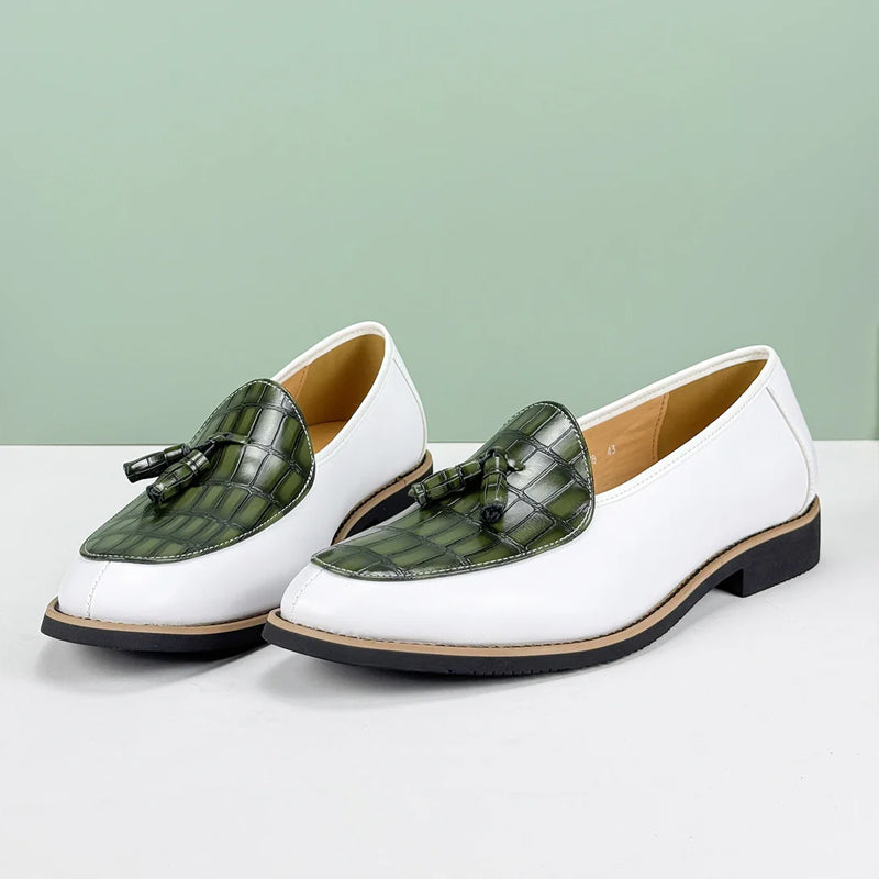 Lorenzo Vitali Croc-Embossed Tassel Loafers Ash & Harbor