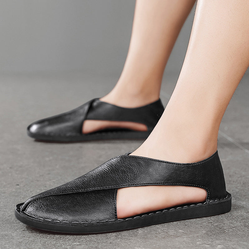 Lorenzo Vitali Cross Front Leather Sandals Ash & Harbor
