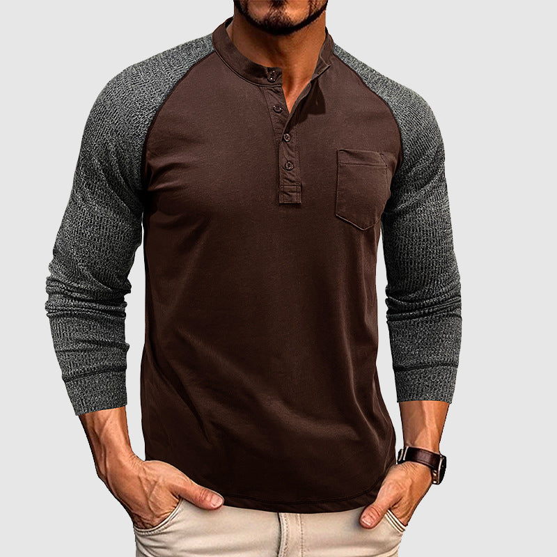 Lorenzo Vitali Dual Tone Henley Shirt Ash & Harbor