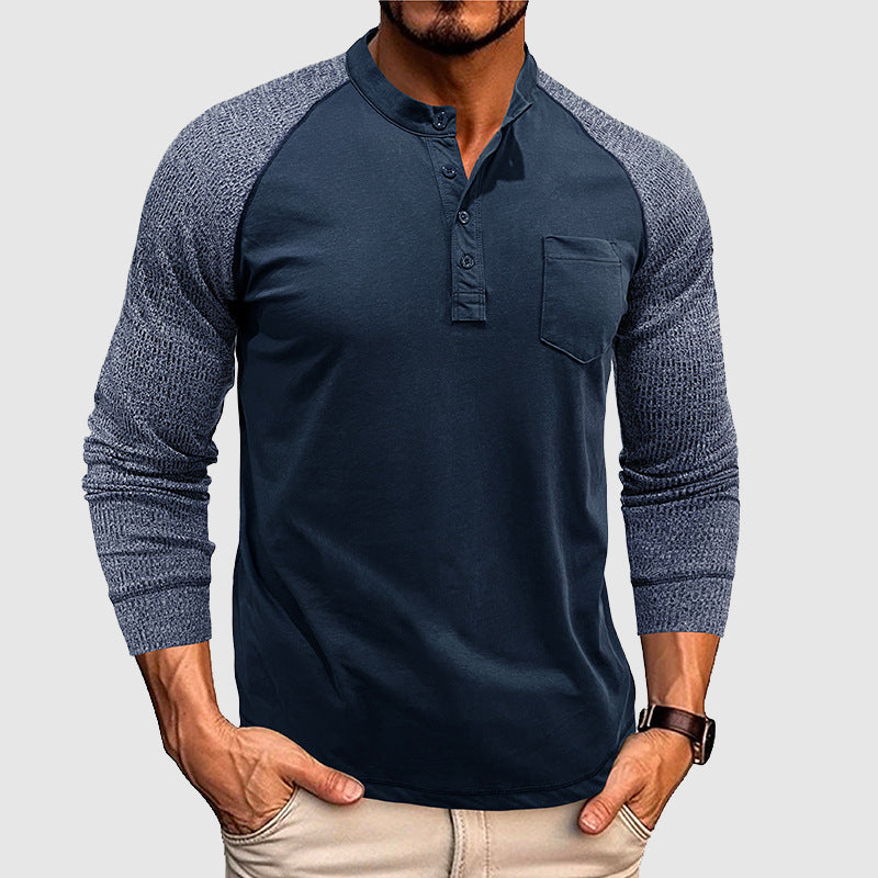 Lorenzo Vitali Dual Tone Henley Shirt Ash & Harbor