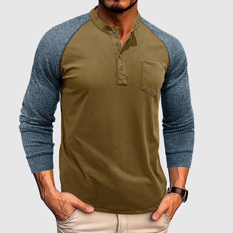 Lorenzo Vitali Dual Tone Henley Shirt Ash & Harbor
