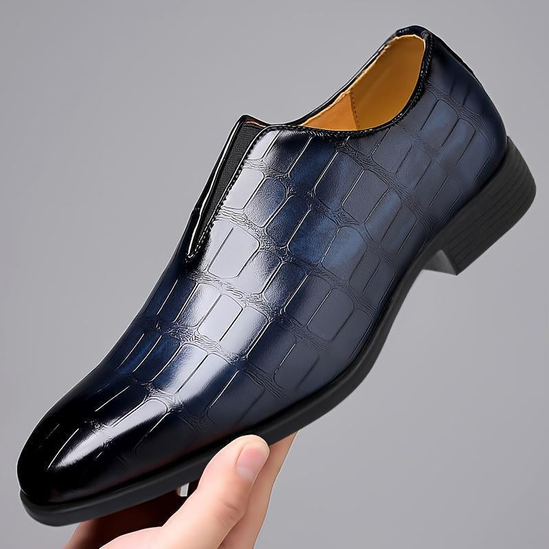 Lorenzo Vitali Glossy Croc-Texture Loafers Ash & Harbor