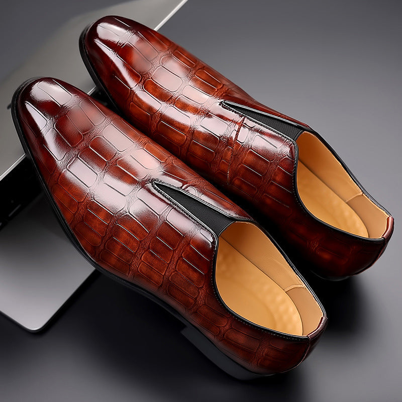 Lorenzo Vitali Glossy Croc-Texture Loafers Ash & Harbor