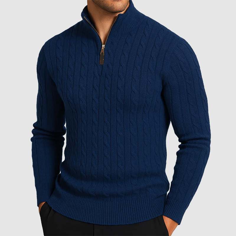 Men’s Cable Knit Quarter-Zip Sweater Ash & Harbor
