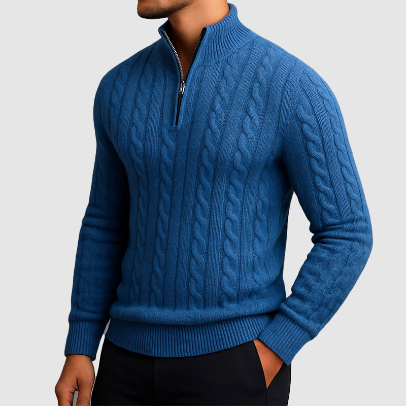 Men’s Cable Knit Quarter-Zip Sweater Ash & Harbor