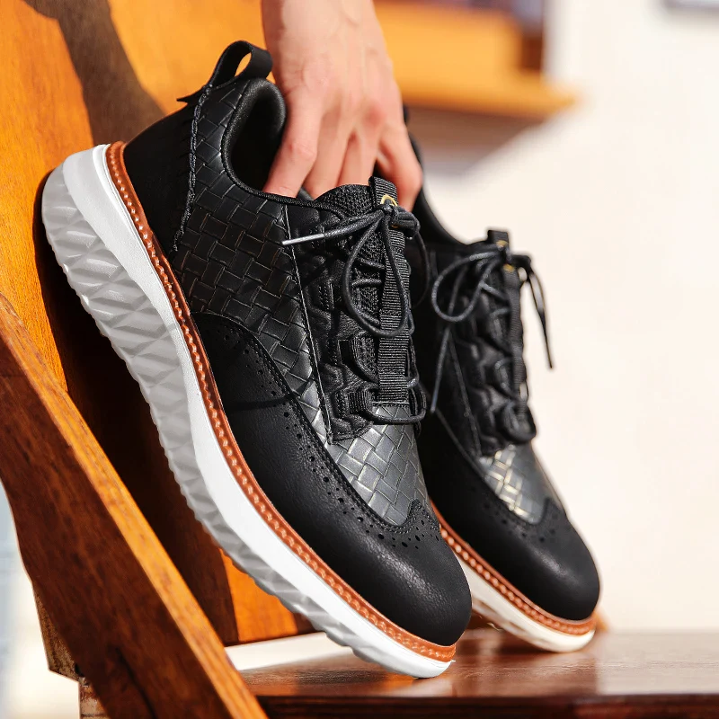 Men’s Casual Leather Oxford-Style Sneakers Ash & Harbor