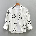 Men’s Cotton Long Sleeve Shirt with Smiley Pattern Ash & Harbor