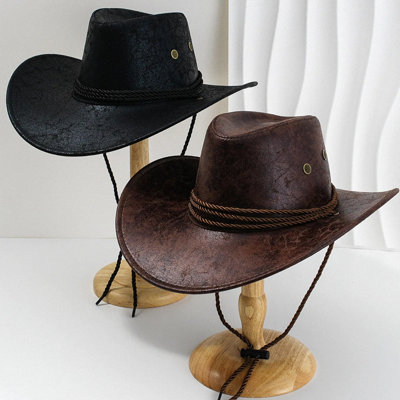 Men’s Cowboy Hat with Wide Brim and Chin Cord Cole Hampton