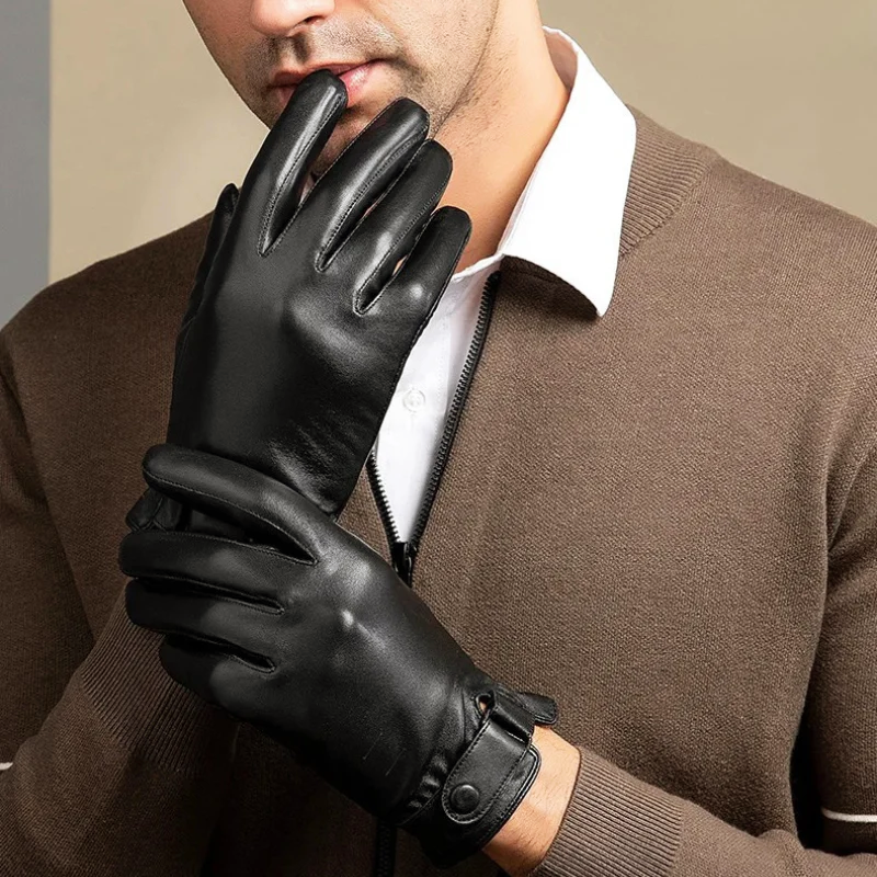 Men’s Genuine Leather Gloves with Fleece Interior Cole Hampton