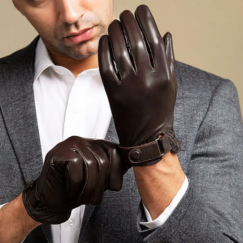Men’s Genuine Leather Gloves with Fleece Interior Cole Hampton